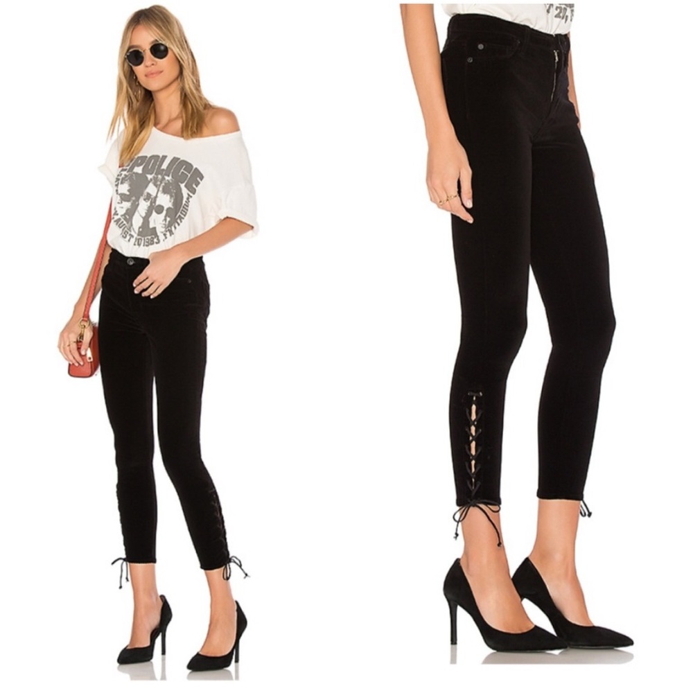 Hudson Jeans Nix Lace Up Hem Ankle Skinny Black 26